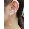 image:imagePrincess Cut Cubic Zirconia Double Piercing Chain Dangle Cartilage Stud Earrings for Women Girls 925 Sterling Silver Dainty Geometric Round CZ Cuff Tassel Drop Climber Crawler Fashion Asymmetrical