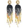 image:imageBohemian Long Fringe Tassel Drop Dangle Earrings for Women Girls Hademade Ball Beads Chain Woven Gold Stud Statement Earring Chandelier Boho Tribal Exaggerated Y2K Jewelry Black