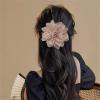 image:image14cm55 Big Silky Fabric Flower Brooch Pin for Women Girls Dainty Peony Camellia Brooches Duckbill Alligator Hair Clips Barrettes Floral Hair Pins Wedding Holiday Costume Accessories PurpleClay Pink