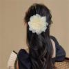 image:image14cm55 Big Silky Fabric Flower Brooch Pin for Women Girls Dainty Peony Camellia Brooches Duckbill Alligator Hair Clips Barrettes Floral Hair Pins Wedding Holiday Costume Accessories PurpleBright Yellow