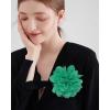 image:image14cm55 Big Silky Fabric Flower Brooch Pin for Women Girls Dainty Peony Camellia Brooches Duckbill Alligator Hair Clips Barrettes Floral Hair Pins Wedding Holiday Costume Accessories PurpleGreen