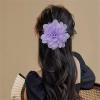 image:image14cm55 Big Silky Fabric Flower Brooch Pin for Women Girls Dainty Peony Camellia Brooches Duckbill Alligator Hair Clips Barrettes Floral Hair Pins Wedding Holiday Costume Accessories PurplePurple