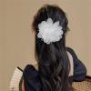 image:image14cm55 Big Silky Fabric Flower Brooch Pin for Women Girls Dainty Peony Camellia Brooches Duckbill Alligator Hair Clips Barrettes Floral Hair Pins Wedding Holiday Costume Accessories PurpleWhite