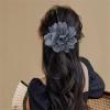 image:image14cm55 Big Silky Fabric Flower Brooch Pin for Women Girls Dainty Peony Camellia Brooches Duckbill Alligator Hair Clips Barrettes Floral Hair Pins Wedding Holiday Costume Accessories PurpleGrey