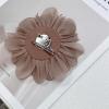 image:image14cm55 Big Silky Fabric Flower Brooch Pin for Women Girls Dainty Peony Camellia Brooches Duckbill Alligator Hair Clips Barrettes Floral Hair Pins Wedding Holiday Costume Accessories PurpleCoffee