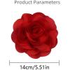 image:image14cm55in Fabric Silky Peony Flower Brooch Pin for Women Girls Fashion Floral Brooches Lapel Hair Pins Eelegant Wedding Cocktail Party Costume Dress Accessories Holiday Festival JewelryRed
