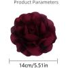 image:image14cm55in Fabric Silky Peony Flower Brooch Pin for Women Girls Fashion Floral Brooches Lapel Hair Pins Eelegant Wedding Cocktail Party Costume Dress Accessories Holiday Festival JewelryWine Red