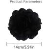 image:image14cm55in Fabric Silky Peony Flower Brooch Pin for Women Girls Fashion Floral Brooches Lapel Hair Pins Eelegant Wedding Cocktail Party Costume Dress Accessories Holiday Festival JewelryBlack