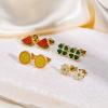 image:image18g Gold Plated Flower Leaf Fruit Stud Earrings for Women Stainless Steel Hypoallergenic Small Cartilage Studs Earring Dainty Cute Accessories Jewelry Gifts for Birthday HolidayOrange