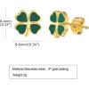 image:image18g Gold Plated Flower Leaf Fruit Stud Earrings for Women Stainless Steel Hypoallergenic Small Cartilage Studs Earring Dainty Cute Accessories Jewelry Gifts for Birthday HolidayClover