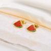 image:image18g Gold Plated Flower Leaf Fruit Stud Earrings for Women Stainless Steel Hypoallergenic Small Cartilage Studs Earring Dainty Cute Accessories Jewelry Gifts for Birthday HolidayWatermelon