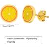 image:image18g Gold Plated Flower Leaf Fruit Stud Earrings for Women Stainless Steel Hypoallergenic Small Cartilage Studs Earring Dainty Cute Accessories Jewelry Gifts for Birthday HolidayOrange