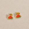image:image18g Gold Plated Flower Leaf Fruit Stud Earrings for Women Stainless Steel Hypoallergenic Small Cartilage Studs Earring Dainty Cute Accessories Jewelry Gifts for Birthday HolidayWatermelon