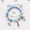 image:imageChristmas Beaded Stretch Bracelets for Women Girls Charms Colorful Acrylic Crystal Turquoise Ball Bead Strand Elastic Layer BFF Bracelet Chains Xmas Holiday Accessories Jewelry Gifts for Mother Daughter Tree Bell 2 PCS