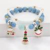 image:imageChristmas Beaded Stretch Bracelets for Women Girls Charms Colorful Acrylic Crystal Turquoise Ball Bead Strand Elastic Layer BFF Bracelet Chains Xmas Holiday Accessories Jewelry Gifts for Mother Daughter Tree Bell 2 PCS