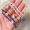 image:imageDtja Boho Bead Flower Necklace for Women Girls Bohemian Colorful Ball Bead Seed Handmade Adjustable Choker Chain Layered Bracelet Anklet Beachy Y2K Necklaces Gift Green