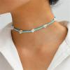 image:imageDtja Boho Bead Flower Necklace for Women Girls Bohemian Colorful Ball Bead Seed Handmade Adjustable Choker Chain Layered Bracelet Anklet Beachy Y2K Necklaces Gift Green