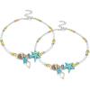 image:image2 PCS Cute Starfish Conch Shell Anklet Set for Women Girls Faux Pearl Beaded Colorful Seeds Charm Foot Chain Bracelet Adjustable Nickel Free Birthday Seabeach Vacation Jewelry