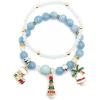 image:imageChristmas Beaded Stretch Bracelets for Women Girls Charms Colorful Acrylic Crystal Turquoise Ball Bead Strand Elastic Layer BFF Bracelet Chains Xmas Holiday Accessories Jewelry Gifts for Mother Daughter Tree Bell 2 PCS