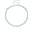 image:imageDtja Boho Bead Flower Necklace for Women Girls Bohemian Colorful Ball Bead Seed Handmade Adjustable Choker Chain Layered Bracelet Anklet Beachy Y2K Necklaces Gift Green