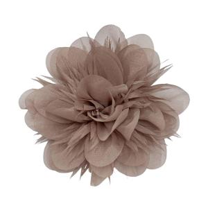 image:image14cm55 Big Silky Fabric Flower Brooch Pin for Women Girls Dainty Peony Camellia Brooches Duckbill Alligator Hair Clips Barrettes Floral Hair Pins Wedding Holiday Costume Accessories PurpleCoffee
