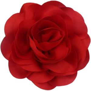 image:image14cm55in Fabric Silky Peony Flower Brooch Pin for Women Girls Fashion Floral Brooches Lapel Hair Pins Eelegant Wedding Cocktail Party Costume Dress Accessories Holiday Festival JewelryRed