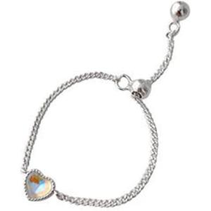 image:imageCZ Heart Chain Engagement Promise 925 Sterling Silver Ring for Women Girls AB Crystal Ball Bead Adjustable Expandable Open Band Rings Fashion Eternity Wedding Birthday Christmas Party Jewelry Gift