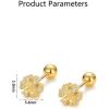 image:image20g Cute CZ Royal Crown Stud Earrings for Women Girls 925 Sterling Silver Hypoallergenic Tiny Small Princess Queen Ball Cartilage Studs Tragus Fashion Dainty Ear Piercing Jewelry Gifts Gold