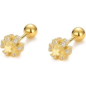 image:image20g Cute CZ Royal Crown Stud Earrings for Women Girls 925 Sterling Silver Hypoallergenic Tiny Small Princess Queen Ball Cartilage Studs Tragus Fashion Dainty Ear Piercing Jewelry Gifts Gold