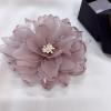 image:image10cm4in Satin Organza Flower Brooch Pin for Women Girls Charming Glossy Peony Daisy Floral Brooches Hair Clips Pins Dainty Hat Bag Clothing Decorative Accessories JewelryDusty Pink