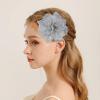 image:image10cm4in Satin Organza Flower Brooch Pin for Women Girls Charming Glossy Peony Daisy Floral Brooches Hair Clips Pins Dainty Hat Bag Clothing Decorative Accessories JewelryGrey