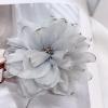image:image10cm4in Satin Organza Flower Brooch Pin for Women Girls Charming Glossy Peony Daisy Floral Brooches Hair Clips Pins Dainty Hat Bag Clothing Decorative Accessories JewelryGrey