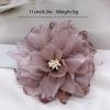 image:image10cm4in Satin Organza Flower Brooch Pin for Women Girls Charming Glossy Peony Daisy Floral Brooches Hair Clips Pins Dainty Hat Bag Clothing Decorative Accessories JewelryDusty Pink