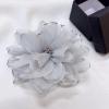 image:image10cm4in Satin Organza Flower Brooch Pin for Women Girls Charming Glossy Peony Daisy Floral Brooches Hair Clips Pins Dainty Hat Bag Clothing Decorative Accessories JewelryGrey