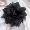 image:image10cm4in Satin Organza Flower Brooch Pin for Women Girls Charming Glossy Peony Daisy Floral Brooches Hair Clips Pins Dainty Hat Bag Clothing Decorative Accessories JewelryBlack