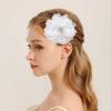 image:image10cm4in Satin Organza Flower Brooch Pin for Women Girls Charming Glossy Peony Daisy Floral Brooches Hair Clips Pins Dainty Hat Bag Clothing Decorative Accessories JewelryWhite