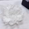 image:image10cm4in Satin Organza Flower Brooch Pin for Women Girls Charming Glossy Peony Daisy Floral Brooches Hair Clips Pins Dainty Hat Bag Clothing Decorative Accessories JewelryWhite