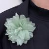 image:image10cm4in Satin Organza Flower Brooch Pin for Women Girls Charming Glossy Peony Daisy Floral Brooches Hair Clips Pins Dainty Hat Bag Clothing Decorative Accessories JewelryLight Green