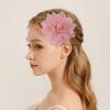 image:image10cm4in Satin Organza Flower Brooch Pin for Women Girls Charming Glossy Peony Daisy Floral Brooches Hair Clips Pins Dainty Hat Bag Clothing Decorative Accessories JewelryPink