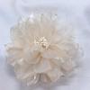 image:image10cm4in Satin Organza Flower Brooch Pin for Women Girls Charming Glossy Peony Daisy Floral Brooches Hair Clips Pins Dainty Hat Bag Clothing Decorative Accessories JewelryBeige