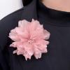 image:image10cm4in Satin Organza Flower Brooch Pin for Women Girls Charming Glossy Peony Daisy Floral Brooches Hair Clips Pins Dainty Hat Bag Clothing Decorative Accessories JewelryPink