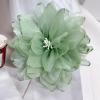 image:image10cm4in Satin Organza Flower Brooch Pin for Women Girls Charming Glossy Peony Daisy Floral Brooches Hair Clips Pins Dainty Hat Bag Clothing Decorative Accessories JewelryLight Green