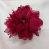 image:image10cm4in Satin Organza Flower Brooch Pin for Women Girls Charming Glossy Peony Daisy Floral Brooches Hair Clips Pins Dainty Hat Bag Clothing Decorative Accessories JewelryWine Red