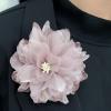 image:image10cm4in Satin Organza Flower Brooch Pin for Women Girls Charming Glossy Peony Daisy Floral Brooches Hair Clips Pins Dainty Hat Bag Clothing Decorative Accessories JewelryDusty Pink
