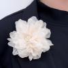 image:image10cm4in Satin Organza Flower Brooch Pin for Women Girls Charming Glossy Peony Daisy Floral Brooches Hair Clips Pins Dainty Hat Bag Clothing Decorative Accessories JewelryBeige
