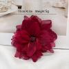 image:image10cm4in Satin Organza Flower Brooch Pin for Women Girls Charming Glossy Peony Daisy Floral Brooches Hair Clips Pins Dainty Hat Bag Clothing Decorative Accessories JewelryWine Red