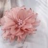 image:image10cm4in Satin Organza Flower Brooch Pin for Women Girls Charming Glossy Peony Daisy Floral Brooches Hair Clips Pins Dainty Hat Bag Clothing Decorative Accessories JewelryPink