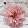 image:image10cm4in Satin Organza Flower Brooch Pin for Women Girls Charming Glossy Peony Daisy Floral Brooches Hair Clips Pins Dainty Hat Bag Clothing Decorative Accessories JewelryPink