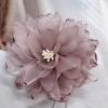 image:image10cm4in Satin Organza Flower Brooch Pin for Women Girls Charming Glossy Peony Daisy Floral Brooches Hair Clips Pins Dainty Hat Bag Clothing Decorative Accessories JewelryDusty Pink