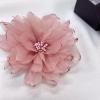 image:image10cm4in Satin Organza Flower Brooch Pin for Women Girls Charming Glossy Peony Daisy Floral Brooches Hair Clips Pins Dainty Hat Bag Clothing Decorative Accessories JewelryPink
